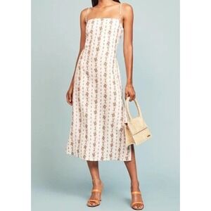 Reformation Womens Leo Floral Linen MIDI Backless Dress Sz 10 NEW